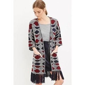 Oversized Fringe Open Cardigan